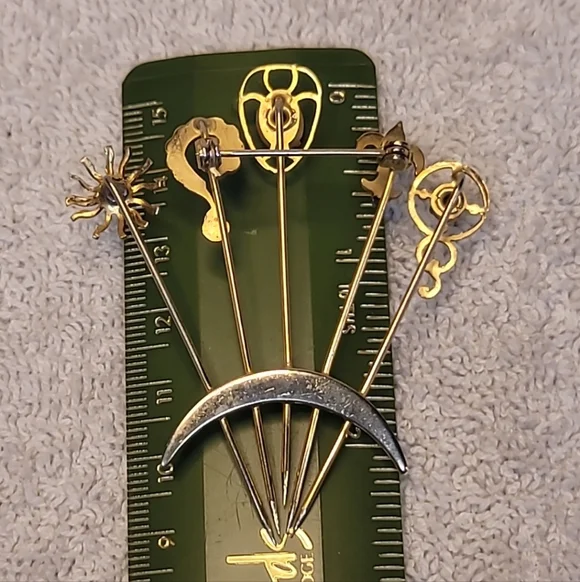 Vintage Unique Stick Pin Brooch Pin With Stones Vintage/Antique - Picture 6 of 7